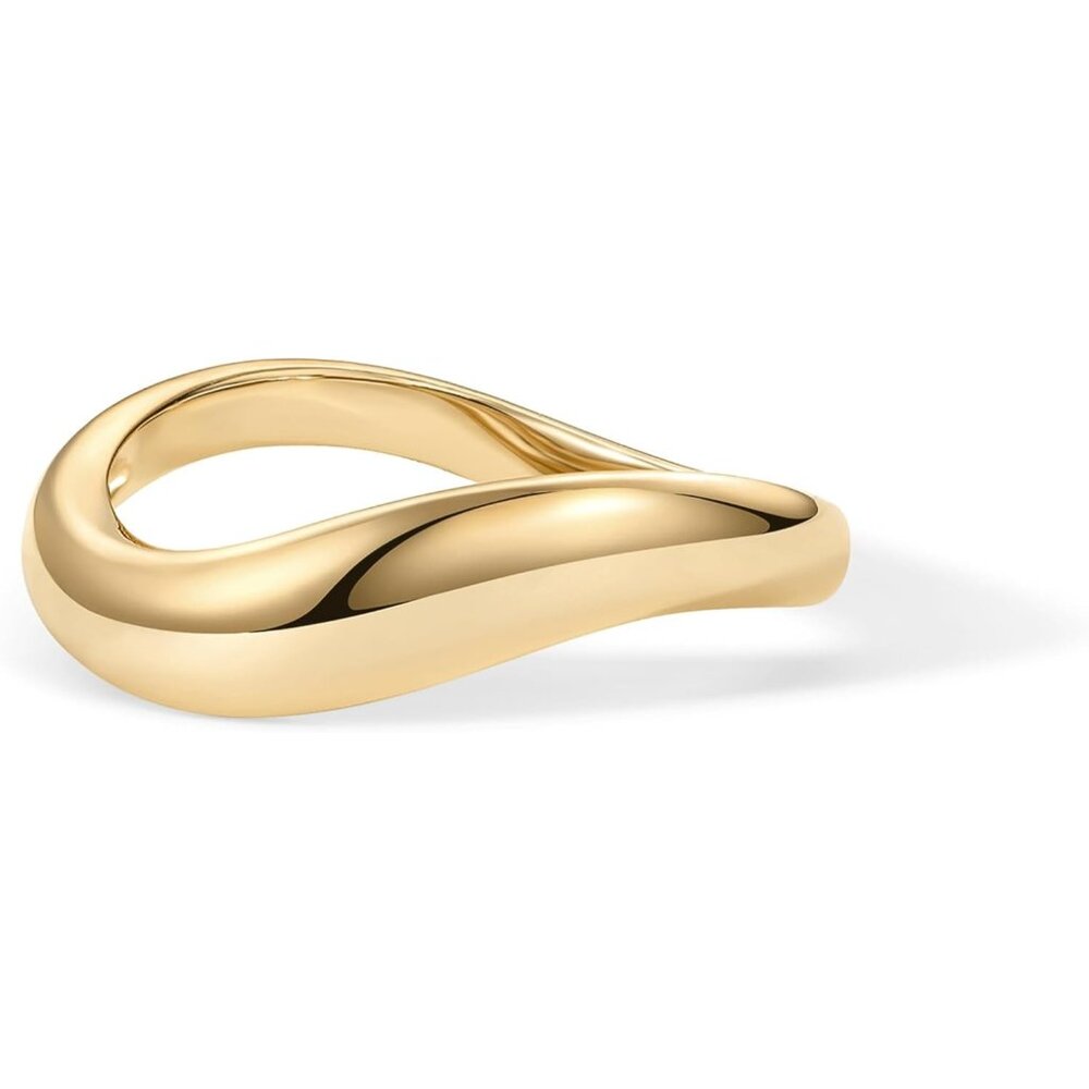Women's 4K Gold Plated Wavy Stackable Ring Eternity Twisted Wave Band